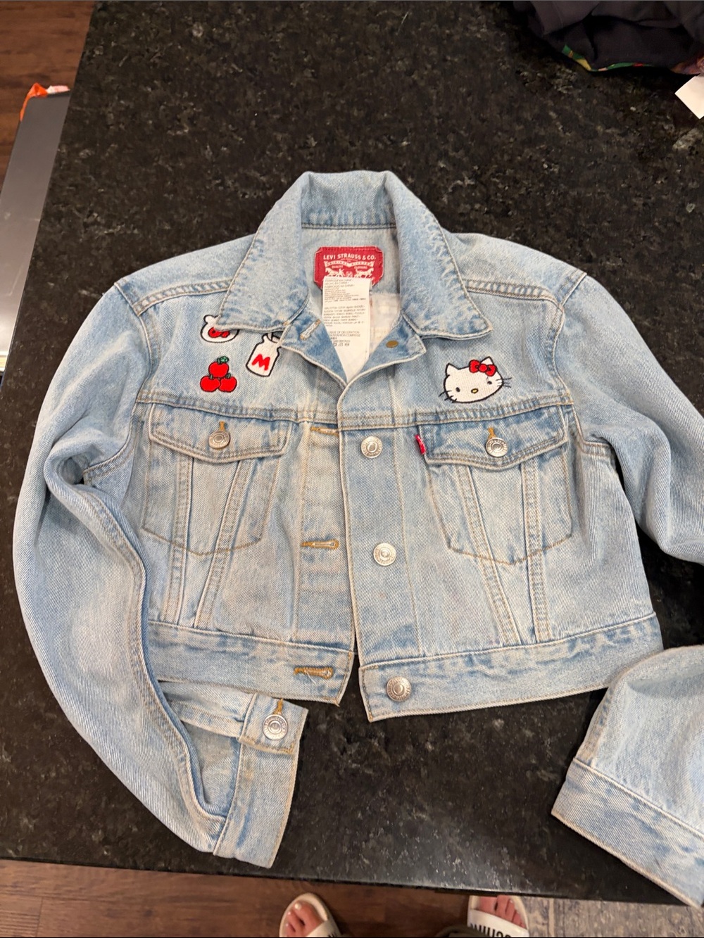 Levi's Kids Light Blue Denim Jacket with Hello Kitty & Cherry Patches